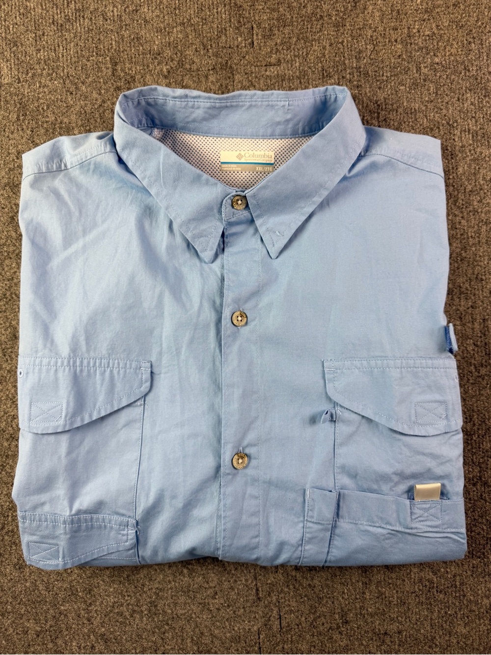 Columbia PFG Men’s 100% Cotton S/S Fishing Camping Vented Shirt Sz 2XL Blue
